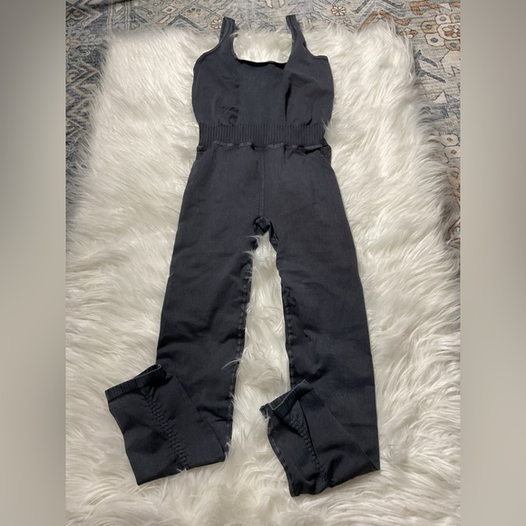 NWOT Free People Good Karma Onesie in Washed Black - Picture 5 of 13